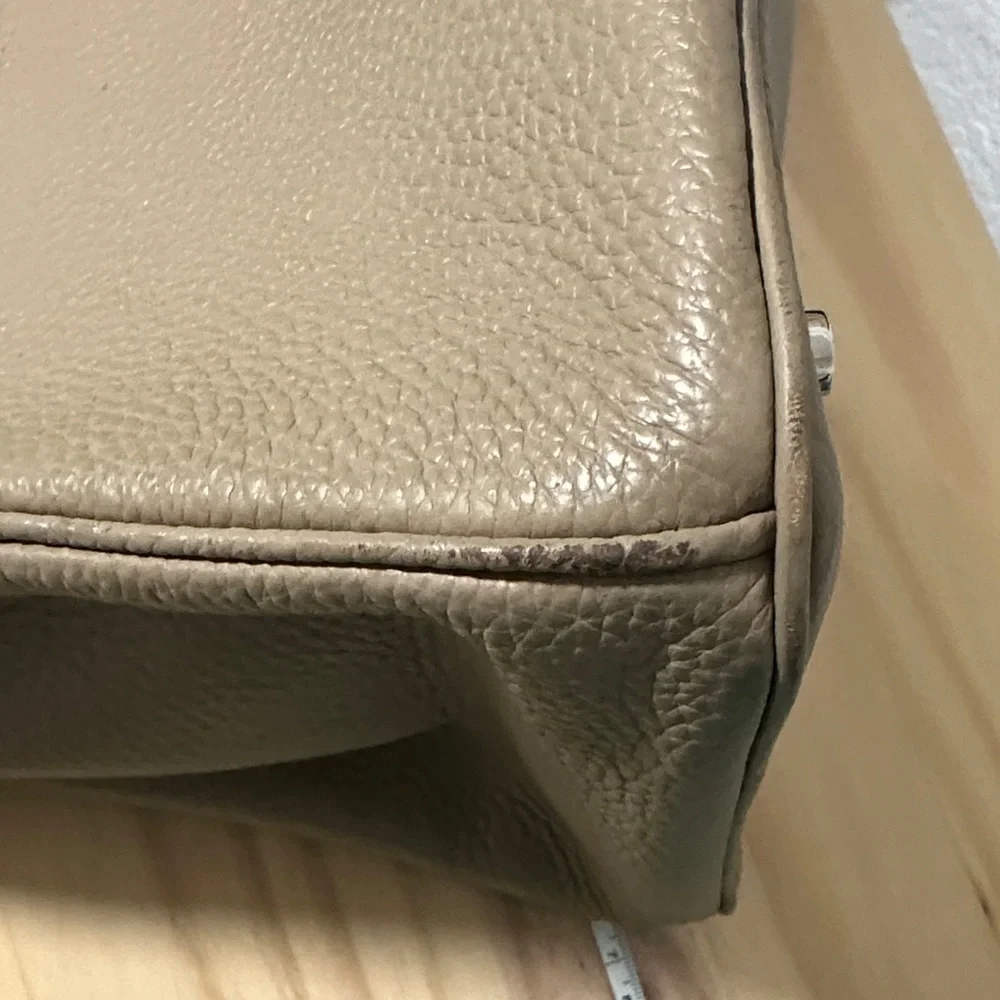 Birkin Hermes Style Bag - Elegant Taupe Gennuine Leather Handbag 35cm - Picture 11 of 15